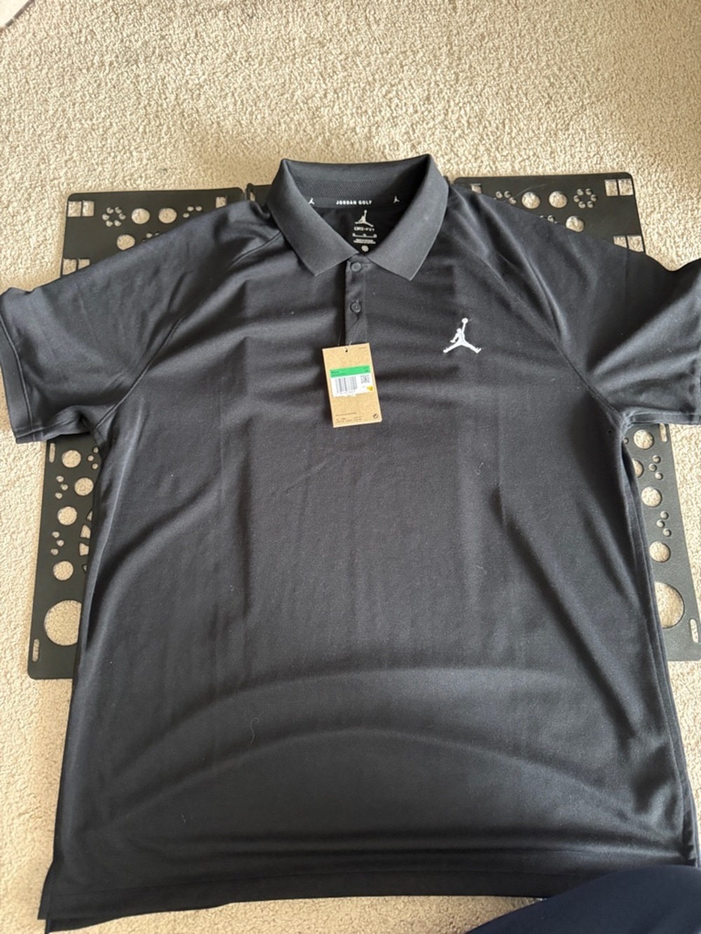 Jordan Golf Black Polo (XL) White Jumpman Logo